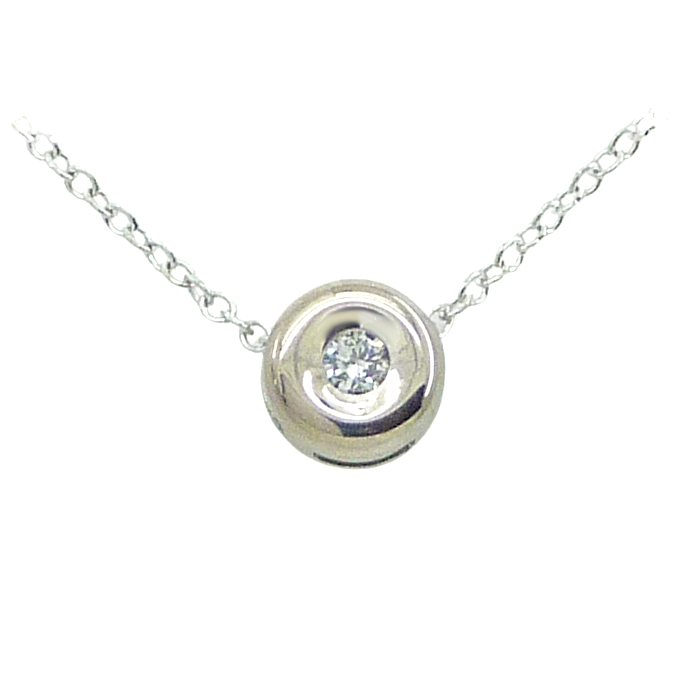 Gargantilla chatón diamante oro blanco 18k