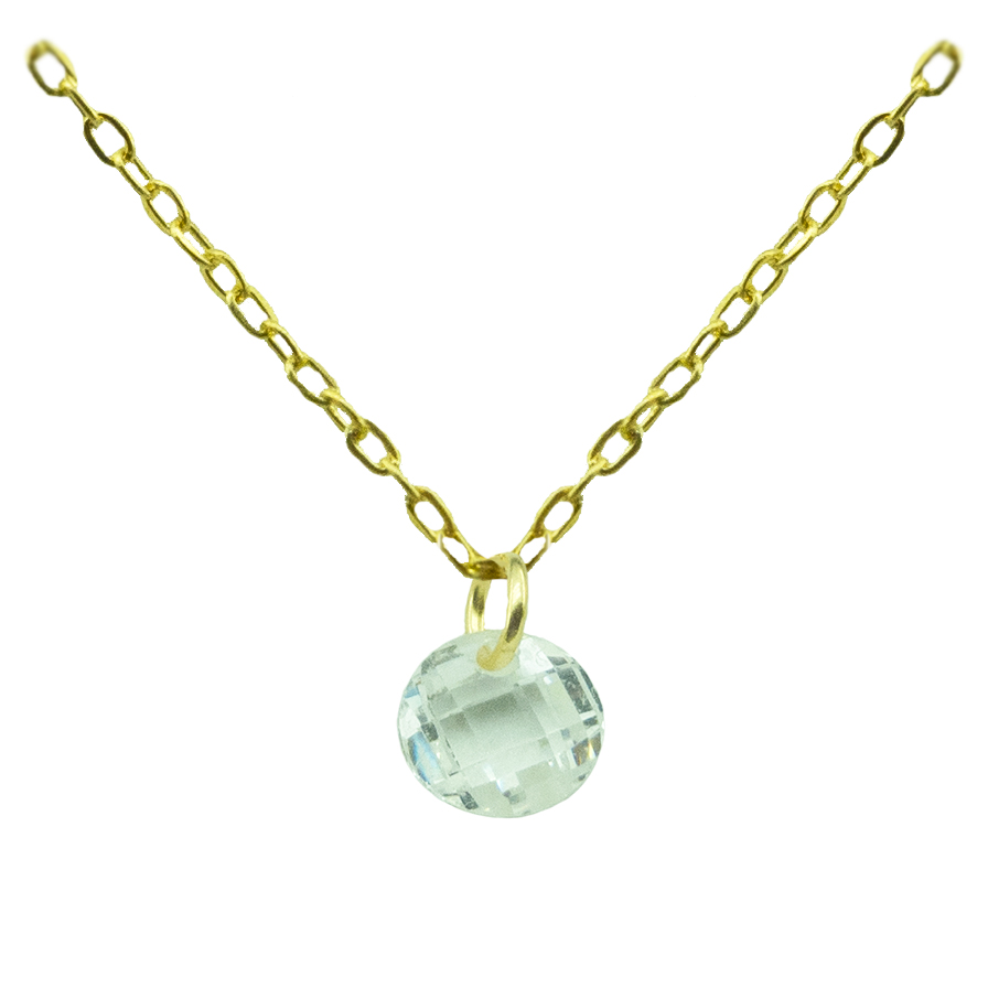 Gargantilla circonita color aguamarina oro 18k