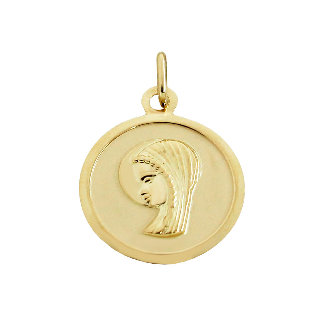 Medalla virgen niña centro satinado oro 18k