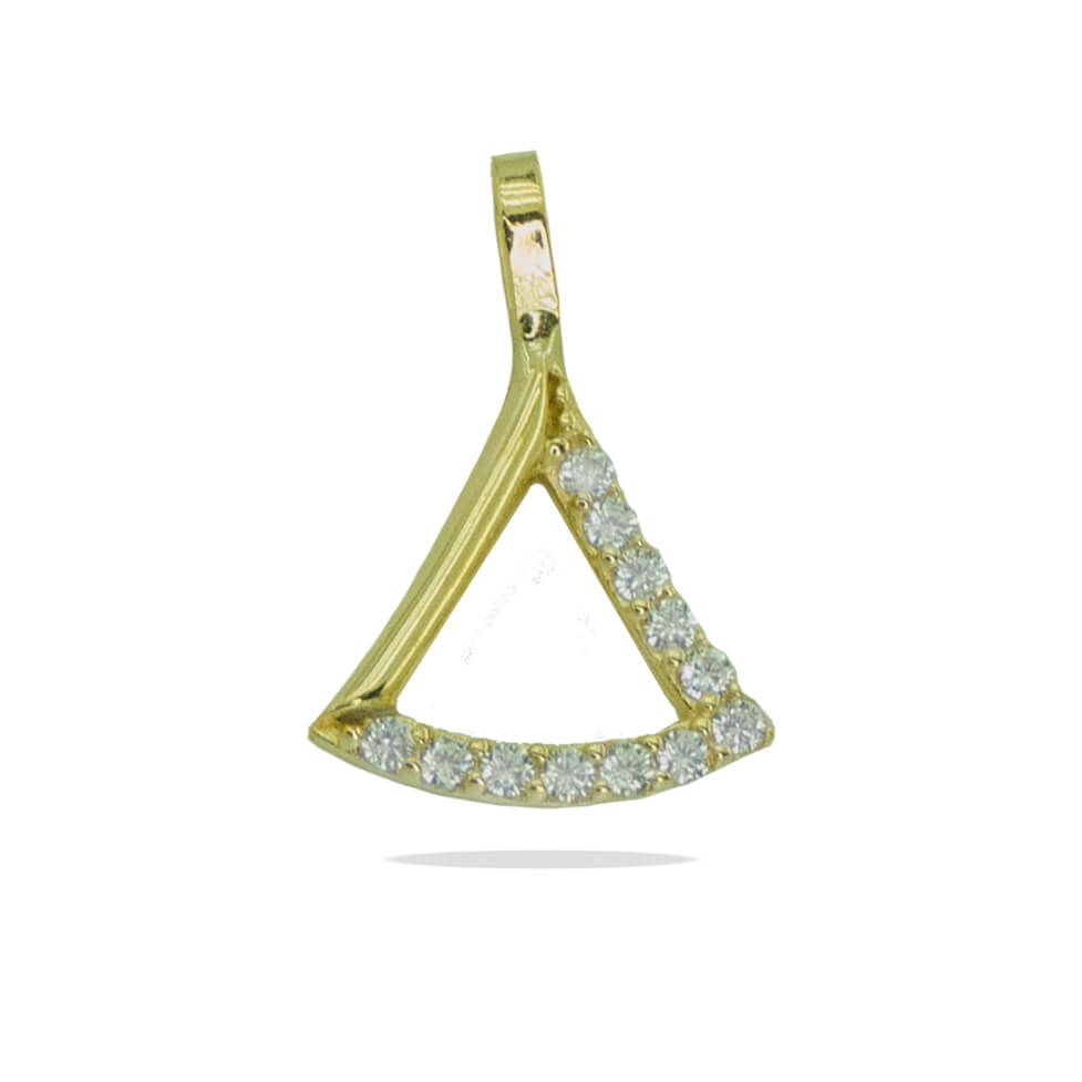 Colgante en forma de triangulo con circonitas en oro 18k