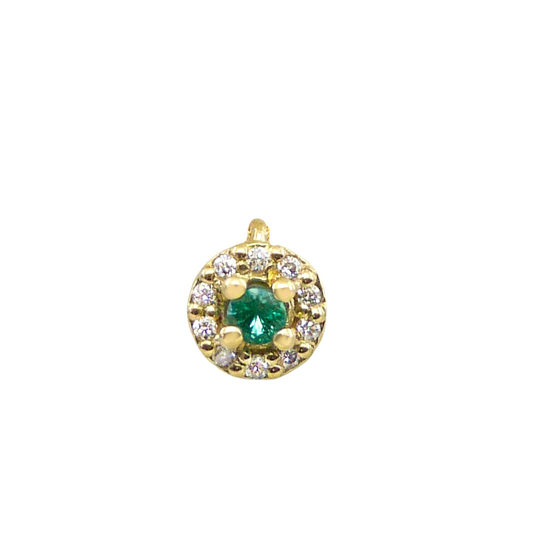 Colgante esmeralda y 10 diamantes oro 18k