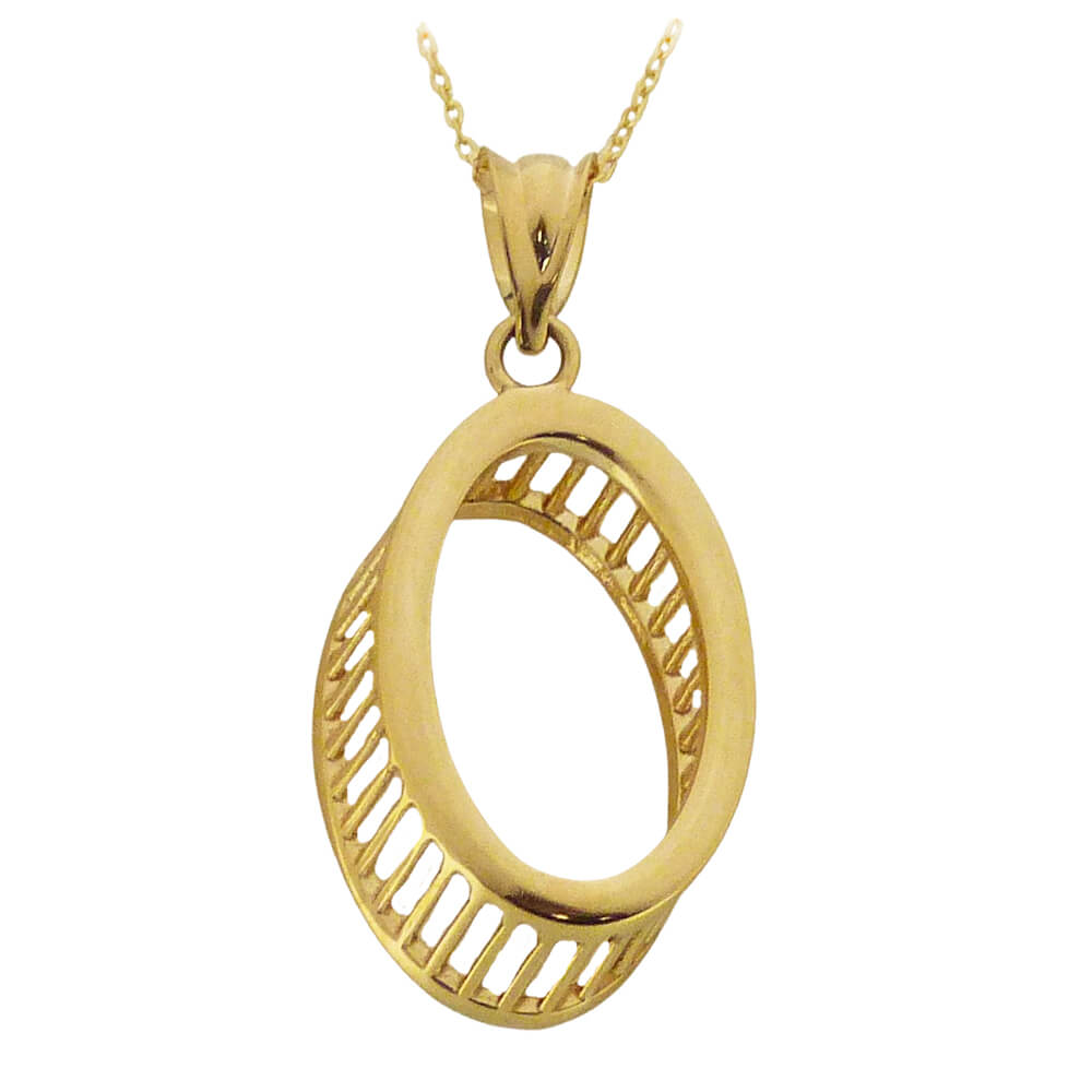 Gargantilla con colgante oval jaula oro 18k