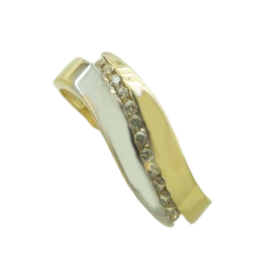 Anillo brillo bicolor con circonitas oro 18k