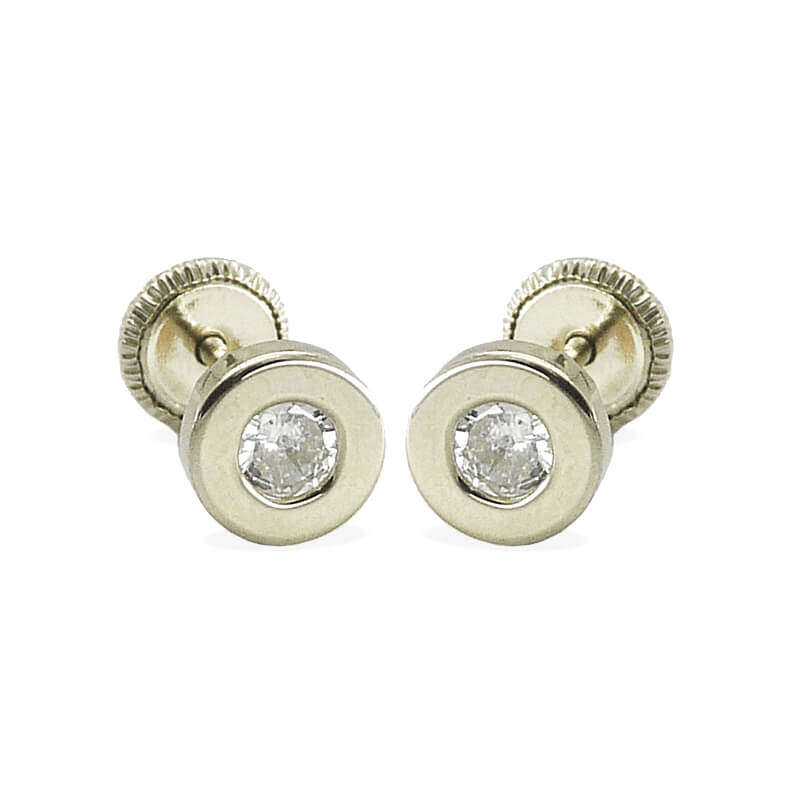 Pendientes donut circonita de 4mm.oro blanco 18k