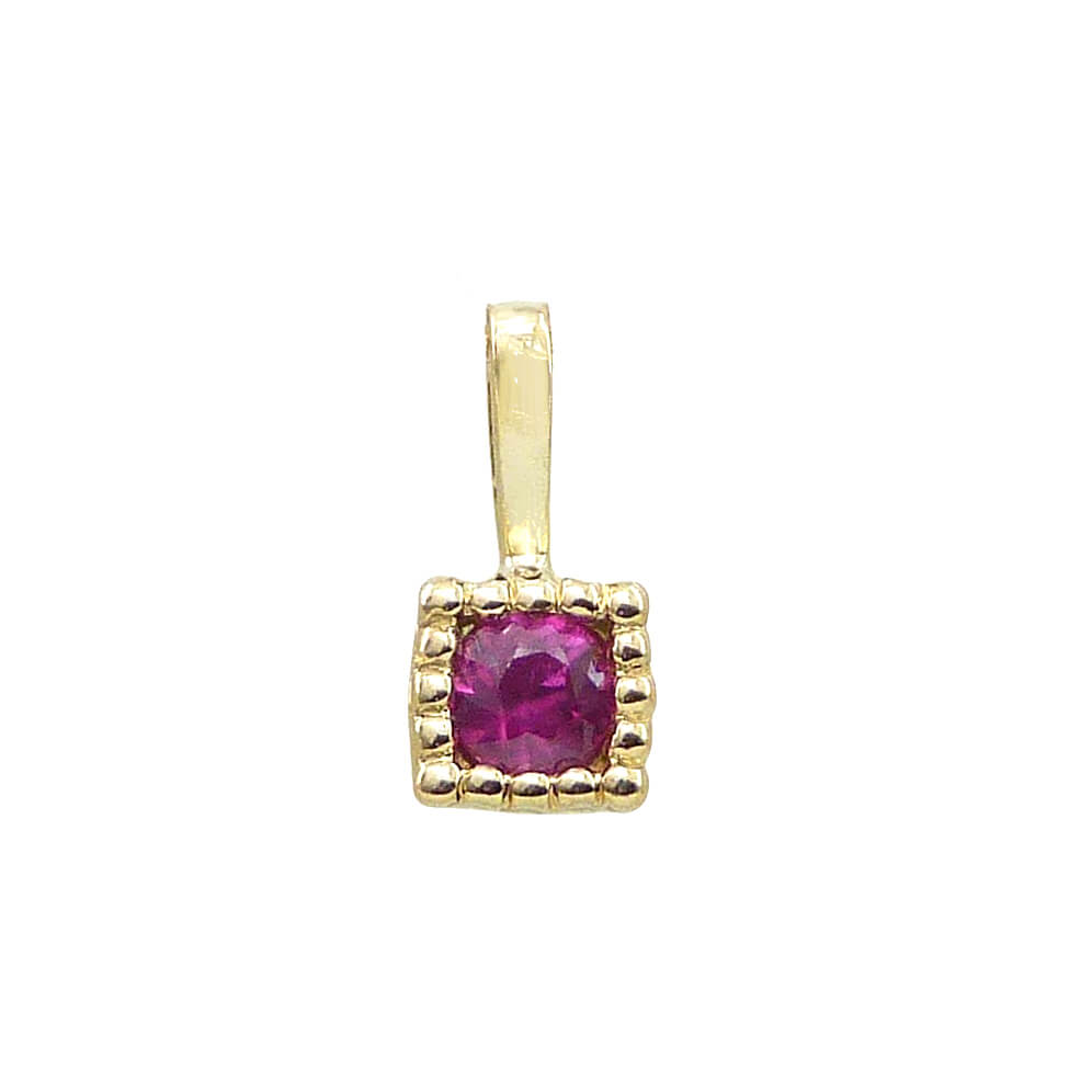 Colgante cuadrado con rubí oro amarillo 18k