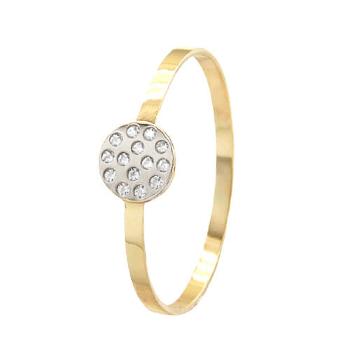 Anillo comunion bicolor redondo circonitas oro 18k