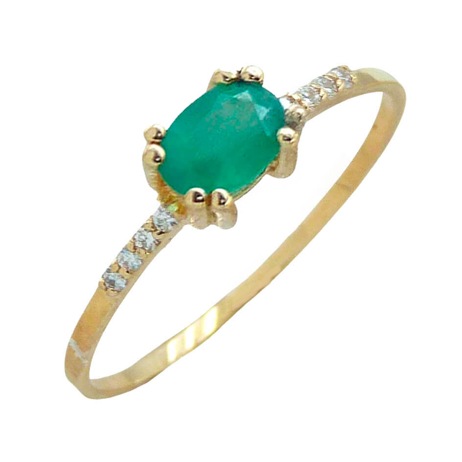Anillo esmeralda oval 8 garras y diamantes oro 18k