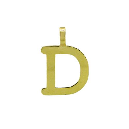 Colgante letra D lisa brillo oro 18k