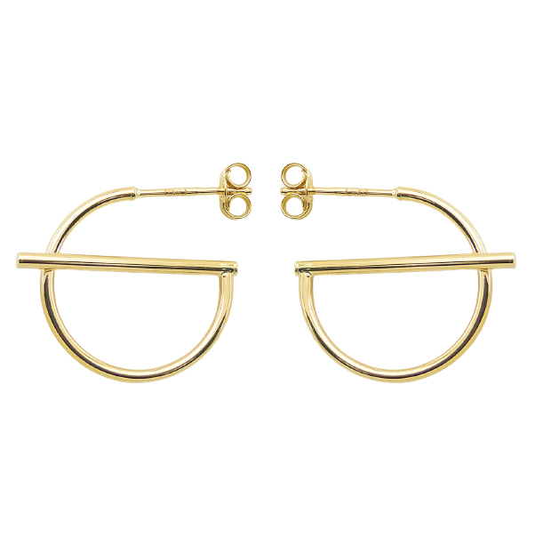 Pendientes medio aro brillo liso 18mm. oro 18k