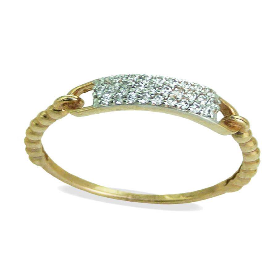 Anillo fino tallado brillo y circonitas oro rosa 18k