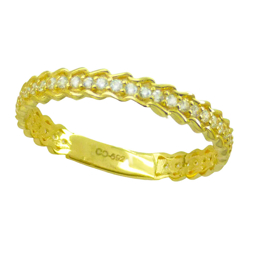 Anillo fino brillo con circonitas oro 18k