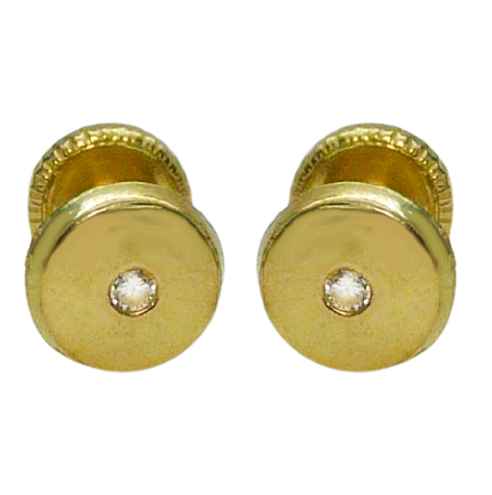 Pendientes redondos lisos circonitas 5'5mm. oro 18k