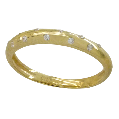 Anillo fino brillo con circonitas engastadas oro 18k