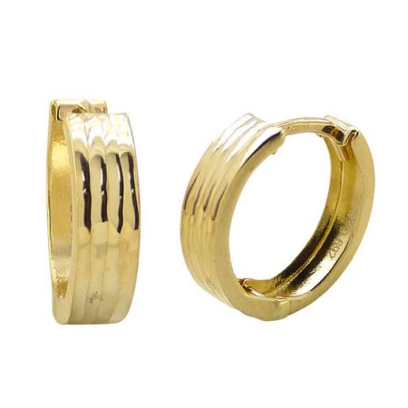 Aros huggies tallados brillo oro 18k