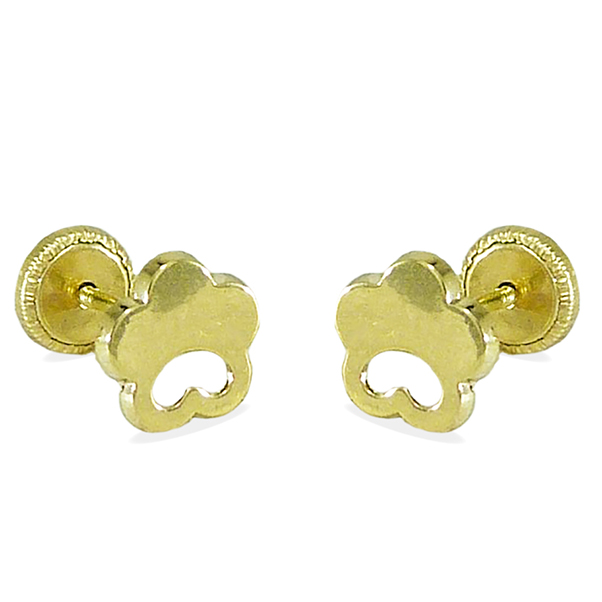 Pendientes flor calada brillo 6mm. oro 18k