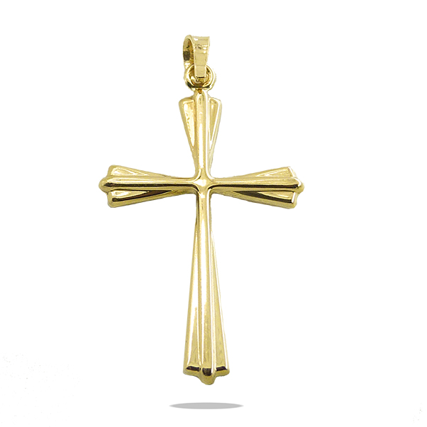 Colgante cruz con relieve oro 18k