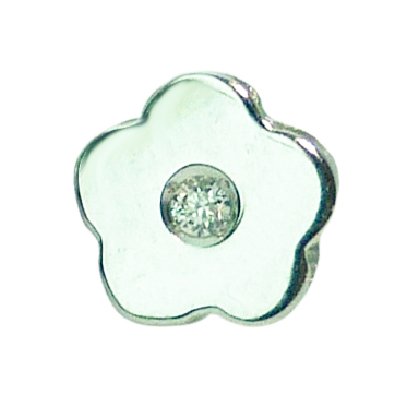 Colgante brillo liso con diamante oro blanco 18k