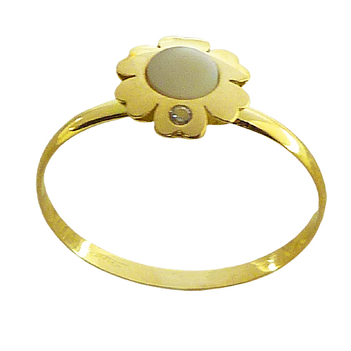 Anillo comunión flor con nácar y circonitas oro 18k
