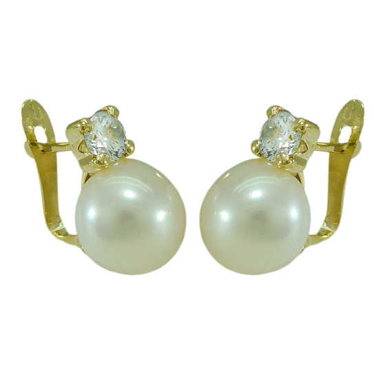 Pendientes garras circonitas y perla oro 18k