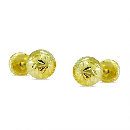 Pendientes bola tallada medida de 4mm.oro 18k