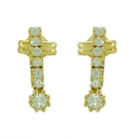 Pendientes alargados con circonitas oro 18k