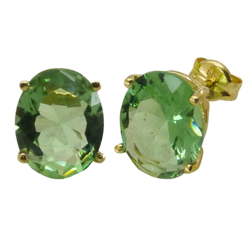 Pendientes piedra color peridoto oval de 10x8mm.