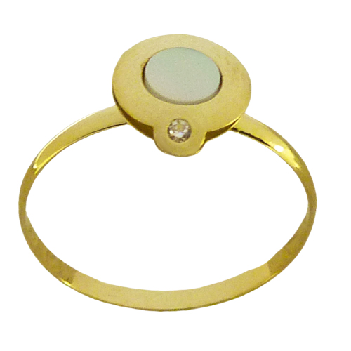 Anillo comunión redondo con nácar y circonita oro 18k
