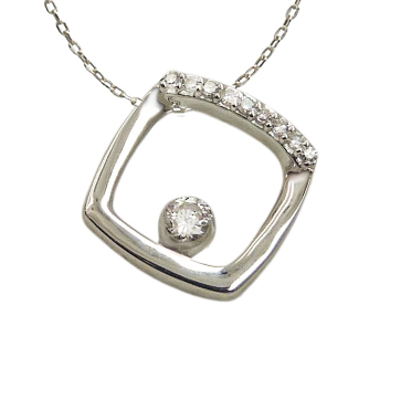 Gargantilla cuadrada de diamantes oro blanco 18k