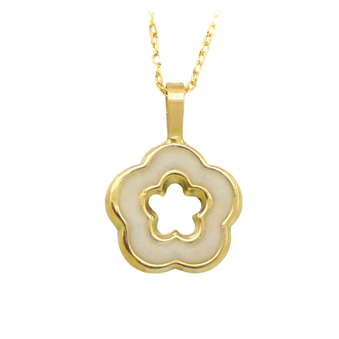 Gargantilla estrella esmaltada blanco oro 18k