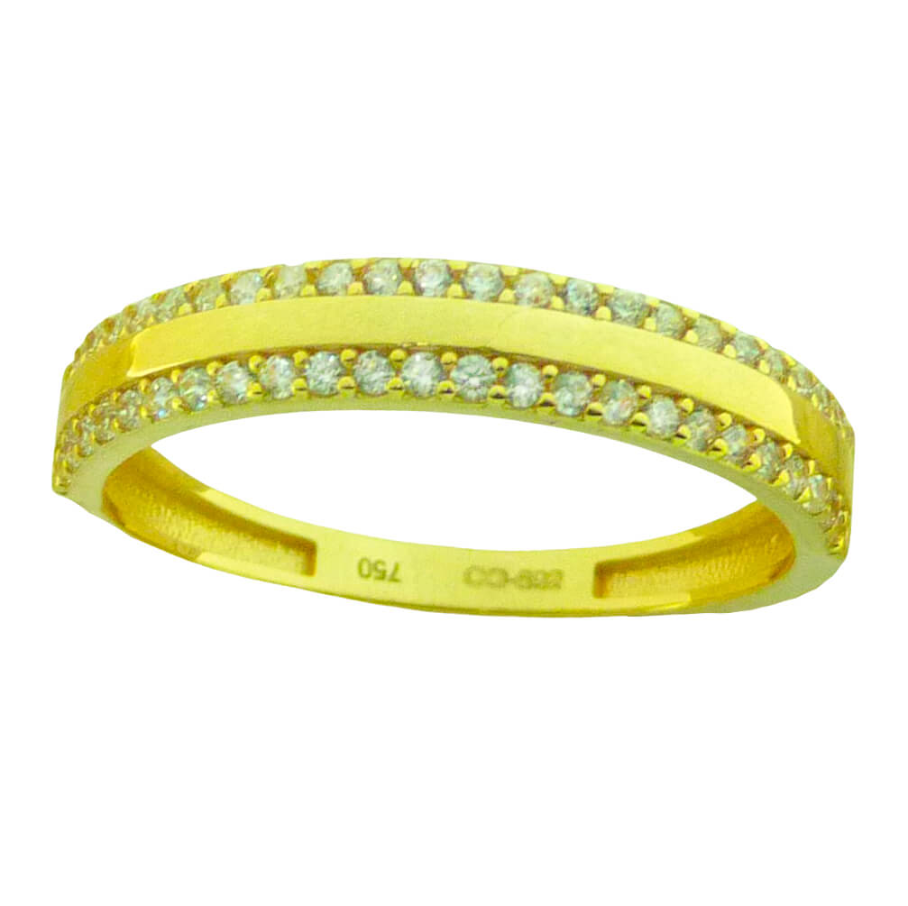 Anillo dos bandas circonitas oro 18k