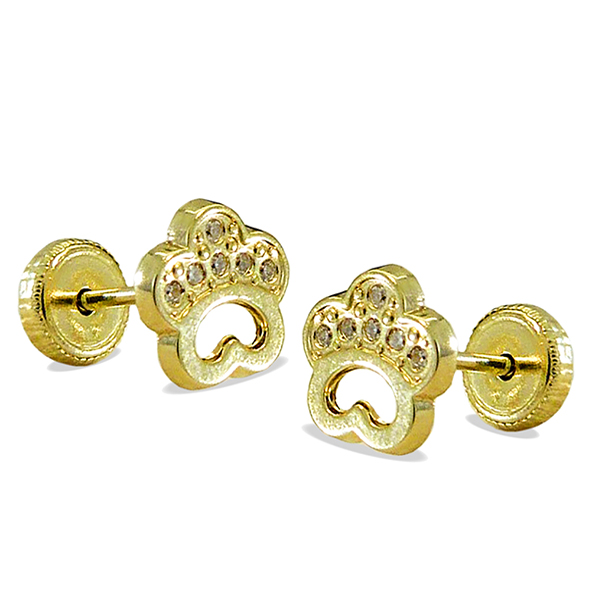 Pendientes margarita calada circonitas oro 18k