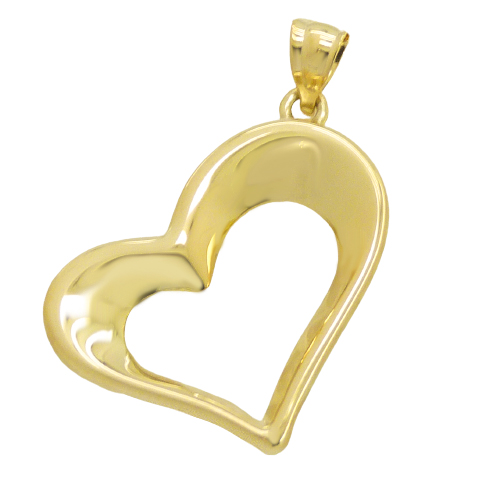 Colgante corazón brillo liso oro 18k