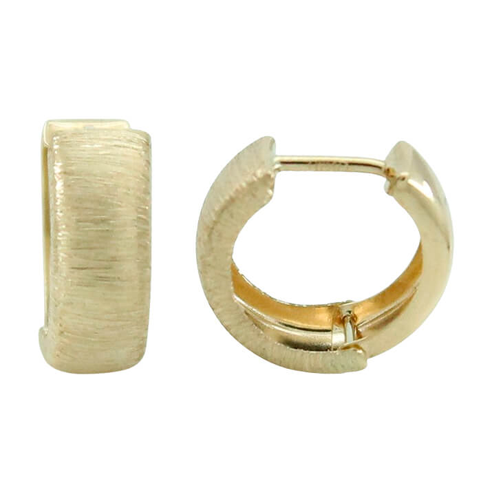 Aros huggies tallados mate brillo oro 18k