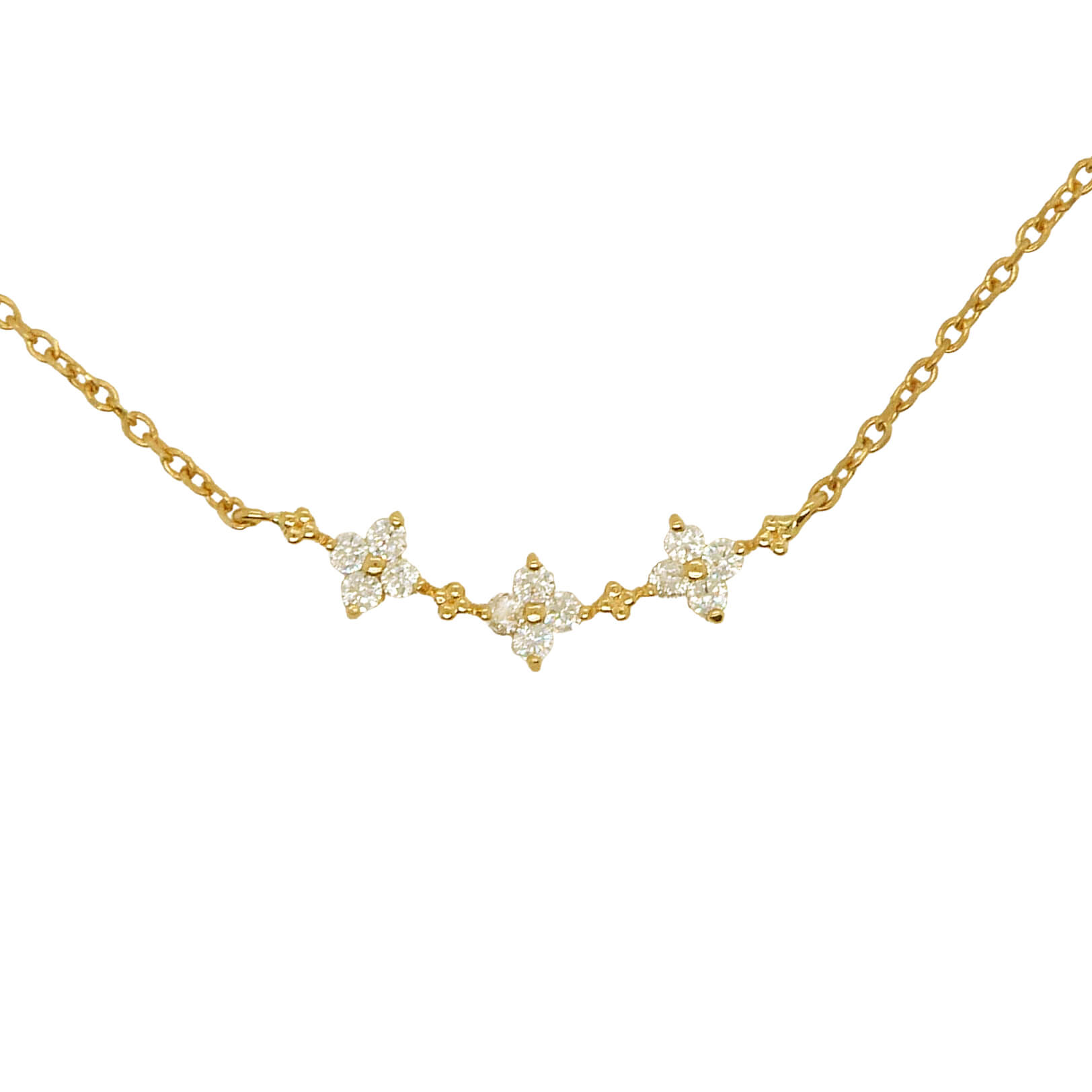 Gargantilla con pequeños cuajos de circonitas oro 18k