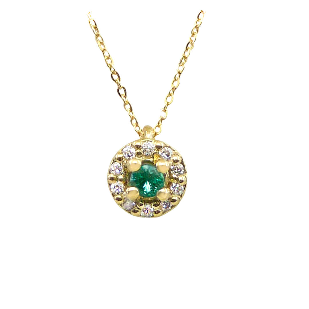 Gargantilla esmeralda y diamantes oro 18k