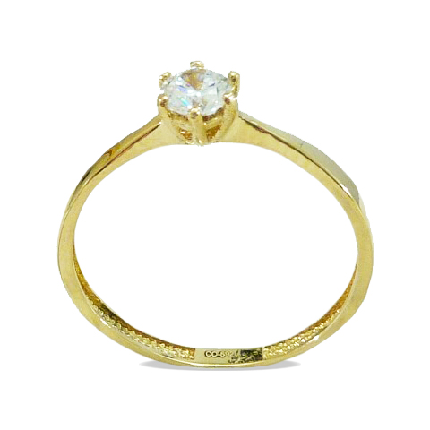 Anillo solitario fino brillo con circonita oro 18k