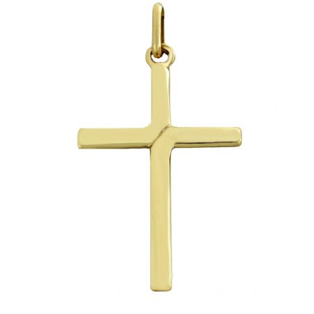 Cruz lisa brillo sin cristo oro 18k