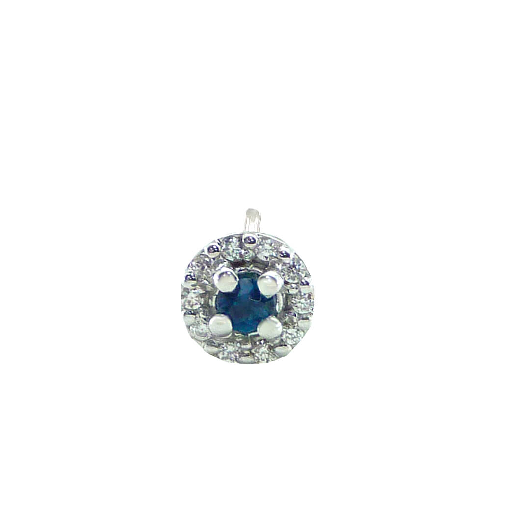 Colgante zafiro 4 garras y diamantes oro blanco 18k