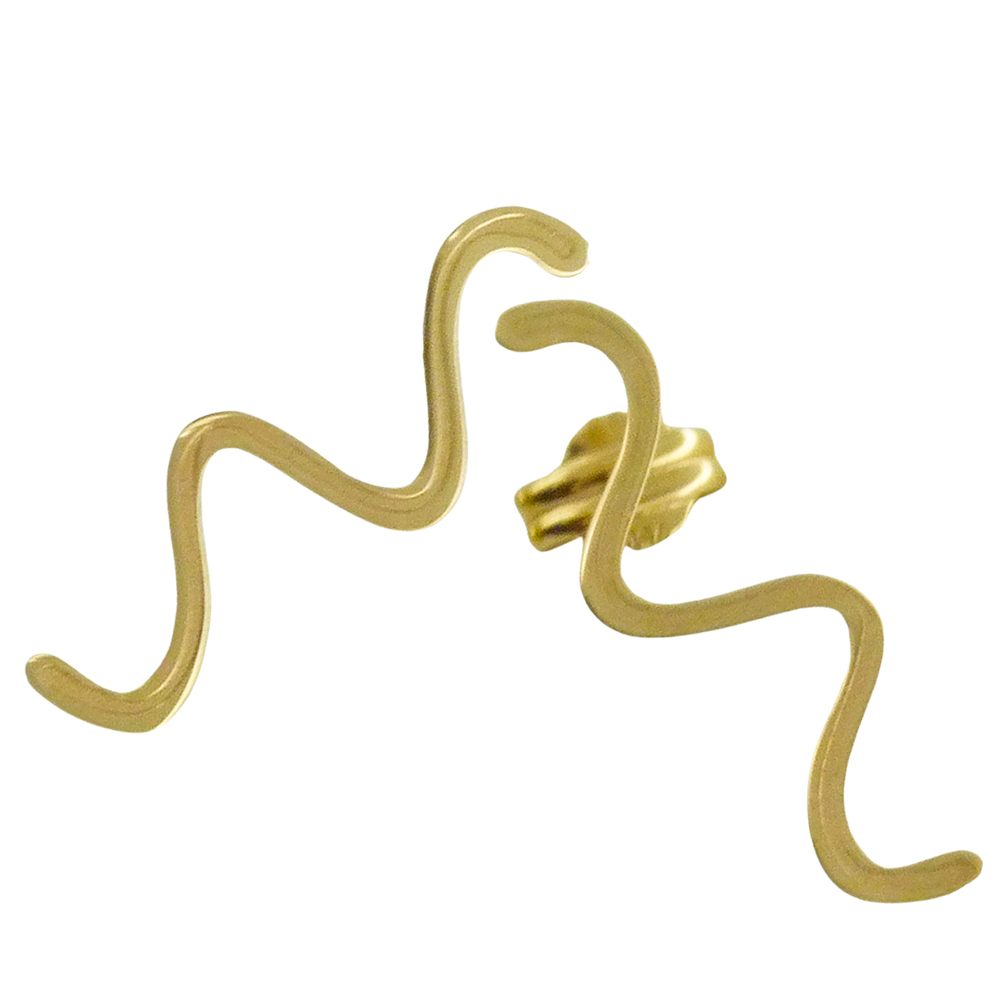 Pendiente ondulado en brillo oro 18k