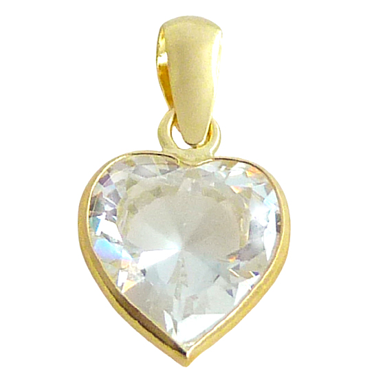 Colgante circonita corazón bocelado medida 8x8mm.oro 18k