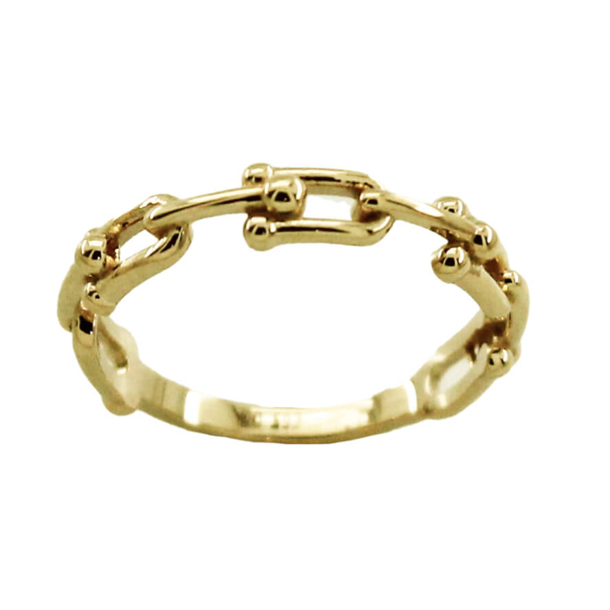 Sortija cadena brillo oro 18k