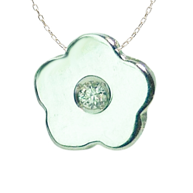 Gargantilla margarita brillo liso diamante oro blanco 18k