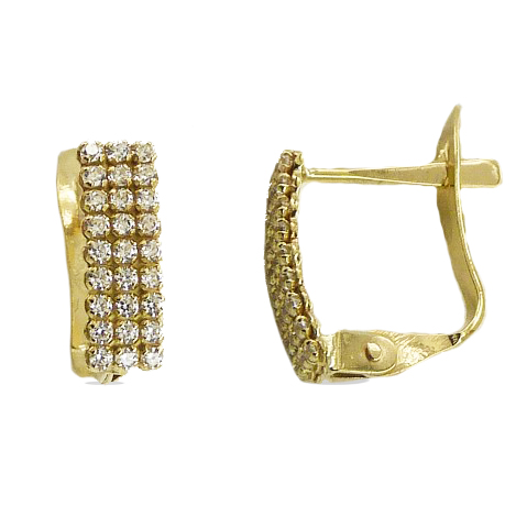 Pendientes rectangular con circonitas oro 18k