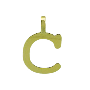 Colgante letra C lisa brillo oro 18k