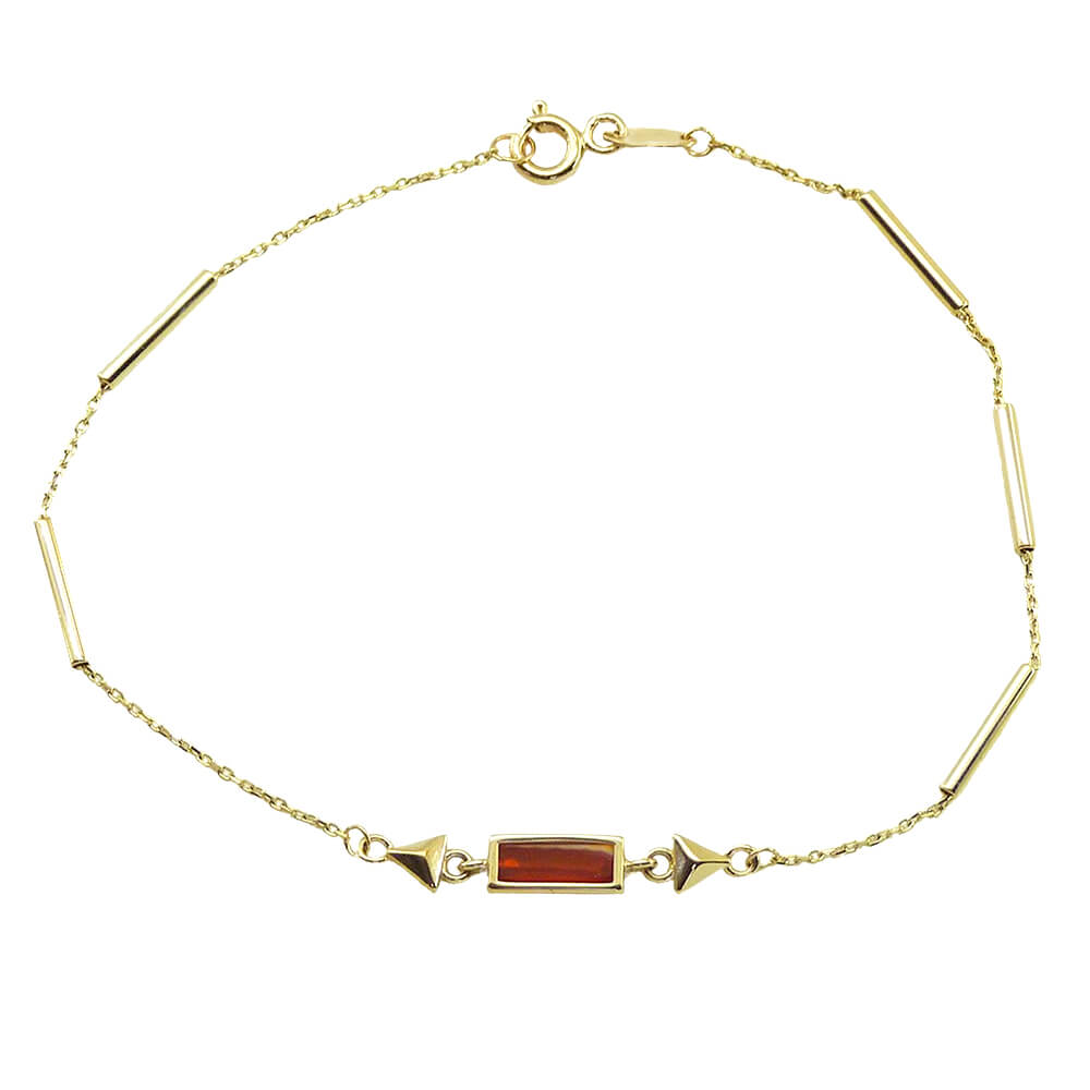 Pulsera ágata sardónica color coral oro 18k