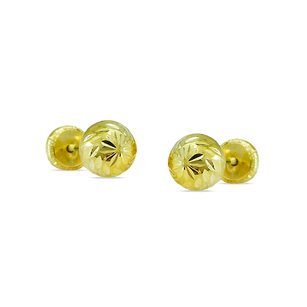 Pendientes bola tallada oro 18k