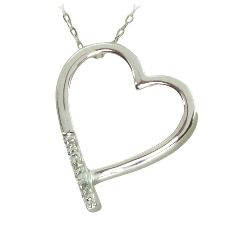 Gargantilla brillo corazón 3 diamantes oro blanco 18k