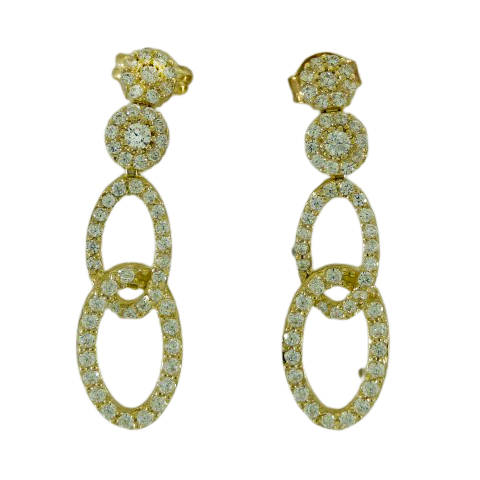 Pendientes doble aro con circonitas oro 18k