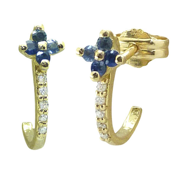 Pendientes zafiro y diamantes oro 18k