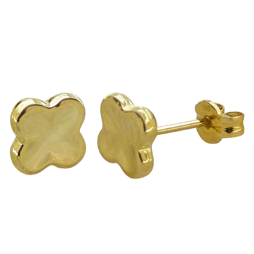 Pendientes trébol cuatro hojas oro 18k